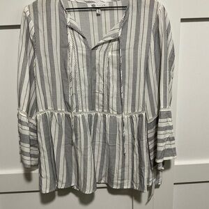 Fever Black and White Striped Blouse